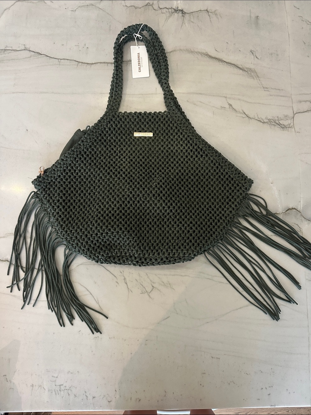 Calzedonia Intimissimi Green Knit Fringe Tote by CALIFORNIA KNOT